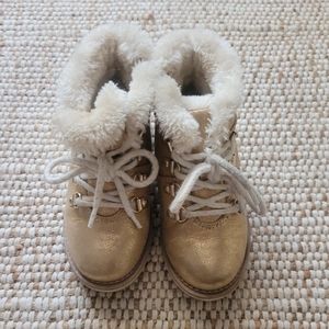 Toddler Girls Gold Shimmer Faux Fur Boots